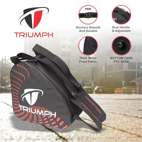 Triumph Nylon Skating Bag for Roller Skates - Sports & Travel Bag for Men/Women/Kids (Size: 12"X11"X9") (Black) - Image 2