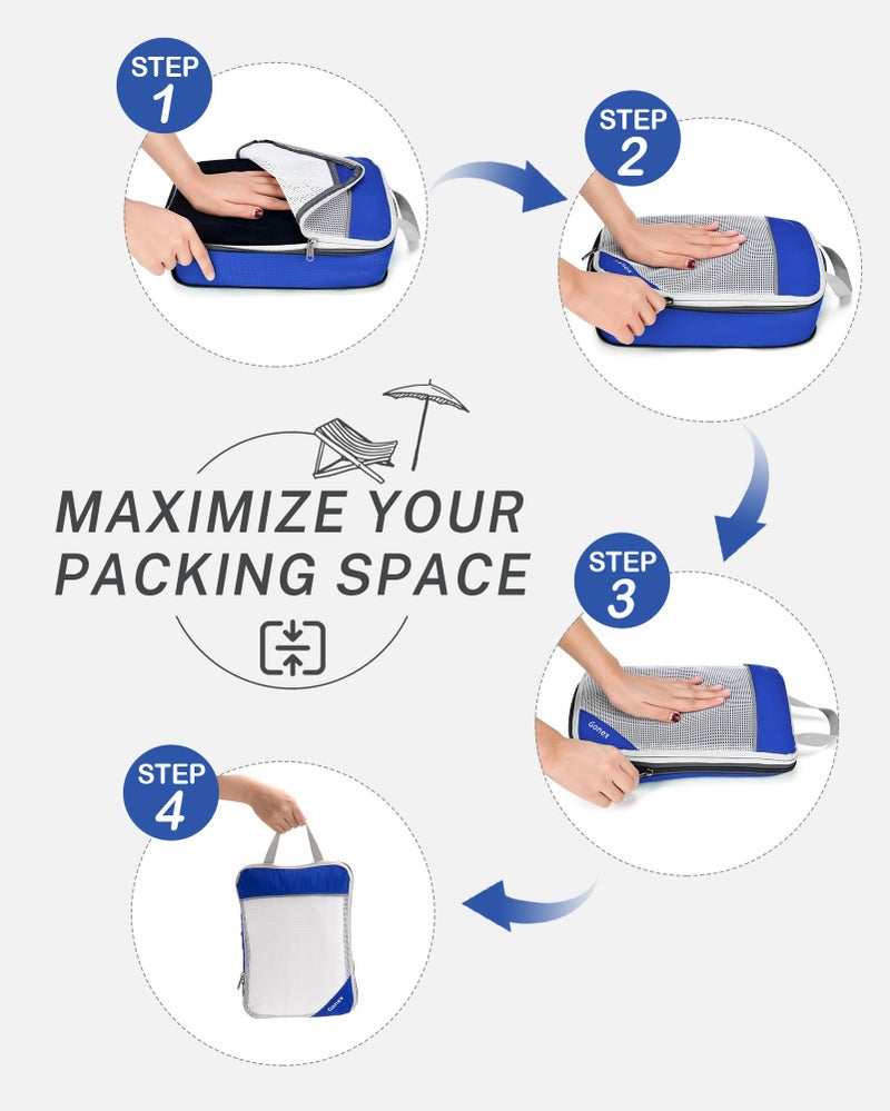 Gonex Compression Packing Cubes Mesh Organizers L+M+S+XS+Slim+Laundry Bag Deep blue - Image 2