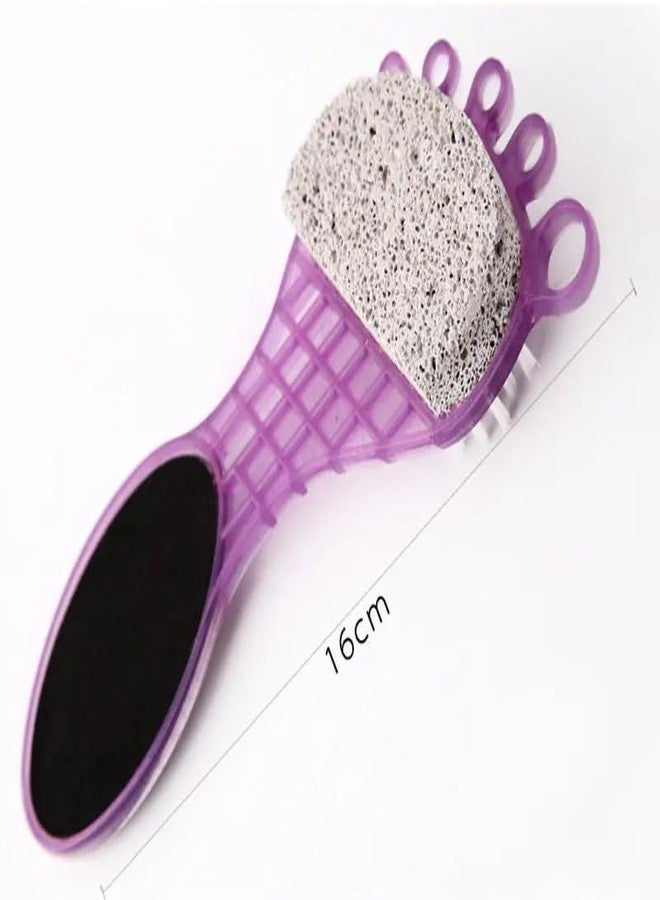 HOME STUFFS 4 In 1 Foot Shape Pedicure Brush | Dual Side Plastic Handle Foot Scrubber | Pedicure Care Supplies | Calluses Remover | Pumice Stone Brush For Foot Care - Image 5
