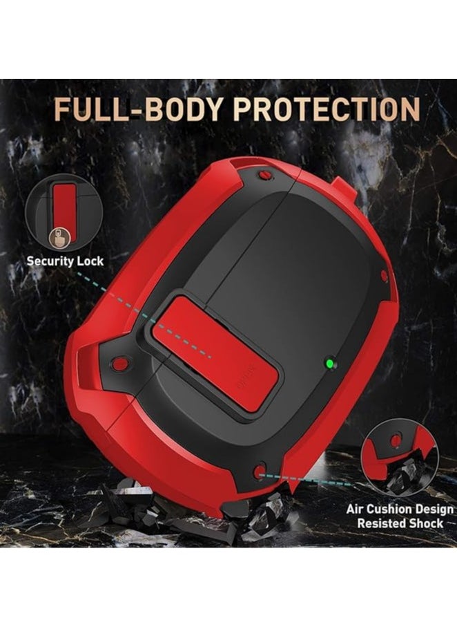 Compatible With Cover Beats Studio Buds 2021/Buds+ Case 2023, [Secure Lock] Cool Beats Studio Buds Plus Protective Cover with KeychainNew Beats Studio Ear Buds Case (Red/Black)