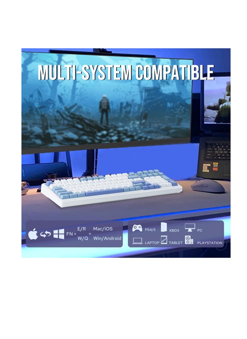AULA F99 Wireless Mechanical Keyboard, Hot Swappable Gasket Custom Gaming Keyboard with Five-Layer Padding, Bluetooth/2.4GHz/USB-C, 8000mAh Battery (White Light Blue, Nimbus V3 Switch)