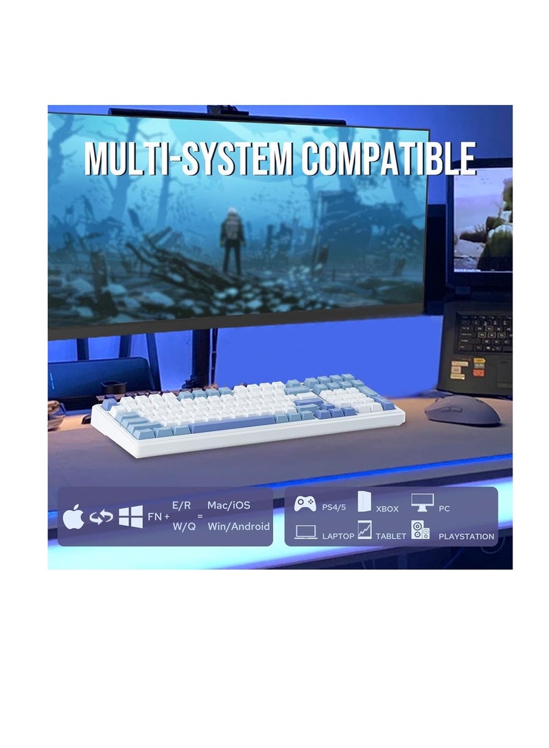 أولا لوحة مفاتيح ميكانيكية لاسلكية AULA F99، لوحة مفاتيح ألعاب مخصصة قابلة للتبديل السريع مع حشوة من خمس طبقات، بلوتوث/2.4 جيجاهرتز/USB-C، بطارية 8000 مللي أمبير/ساعة (أبيض أزرق فاتح، مفتاح Nimbus V3) - Image 2