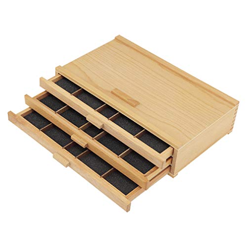 Creative Mark Pastel Storage Box, 3 Drawer Wood Box with Foam Lining, Sturdy and Stackable Art and Craft Supplies Storage Box for Artist Tools, Pens, Pencils and More, Natural Finish - Image 2