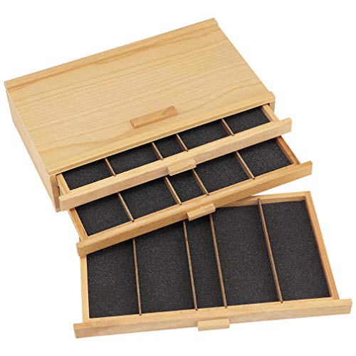 Creative Mark Pastel Storage Box, 3 Drawer Wood Box with Foam Lining, Sturdy and Stackable Art and Craft Supplies Storage Box for Artist Tools, Pens, Pencils and More, Natural Finish - Image 3