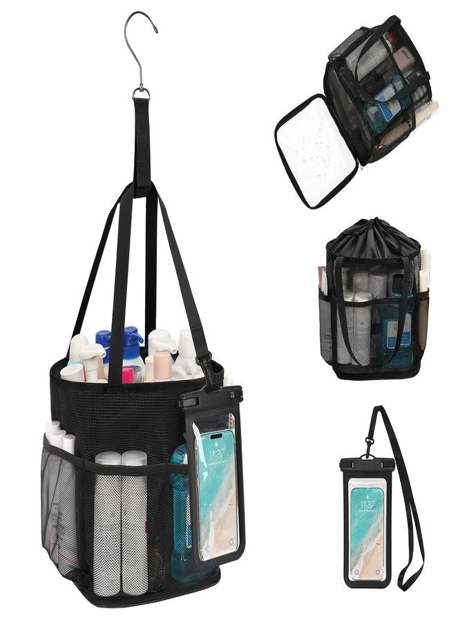 onemoky Mesh Shower Caddy Portable for College Dorm Room Essentials, Hanging Shower Caddy with Waterproof Phone Pouch, Large Capacity Shower Bag Basket Tote for Gym, Camping, Swimming, Beach, Travel, Bathroom - Image 1