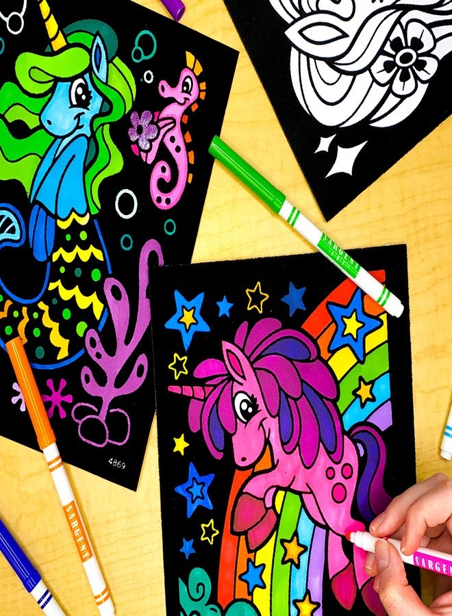 Stuff2Color Unicorn Joy - 6 Pack of Fuzzy Velvet Coloring Posters for Kids, Toddlers, Girls (All Ages Arts and Crafts Coloring Activity) Shareable Fun with Rainbow, Moon, Mermaid, Flower, and More - Image 2
