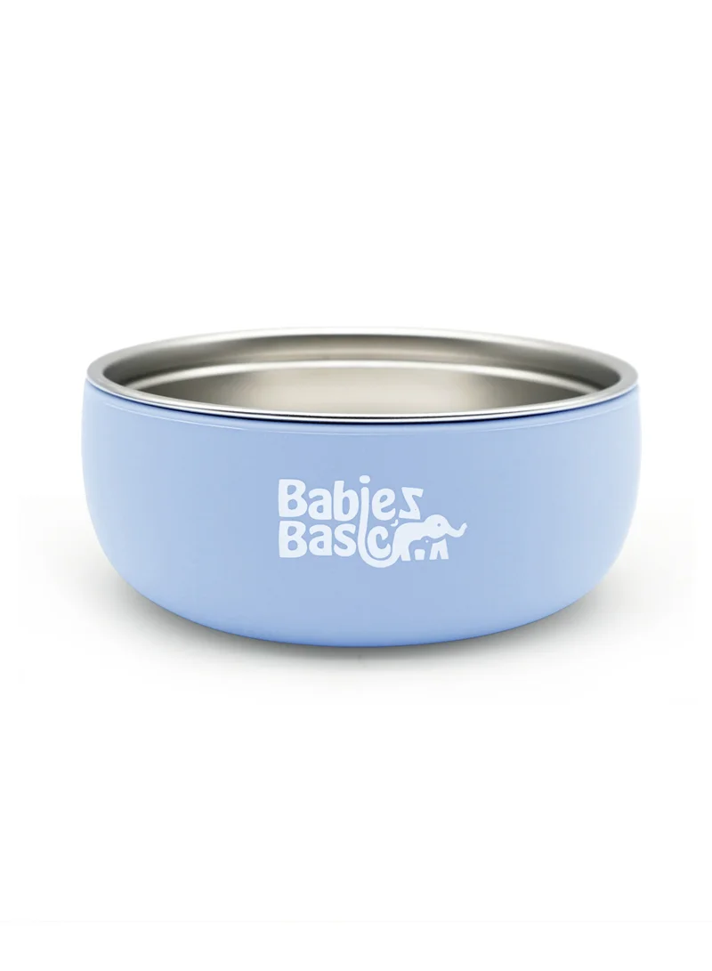 Babies Basic Babies Basic Stainless Steel Bowl with Silicone Sleeve for Kids, Blue