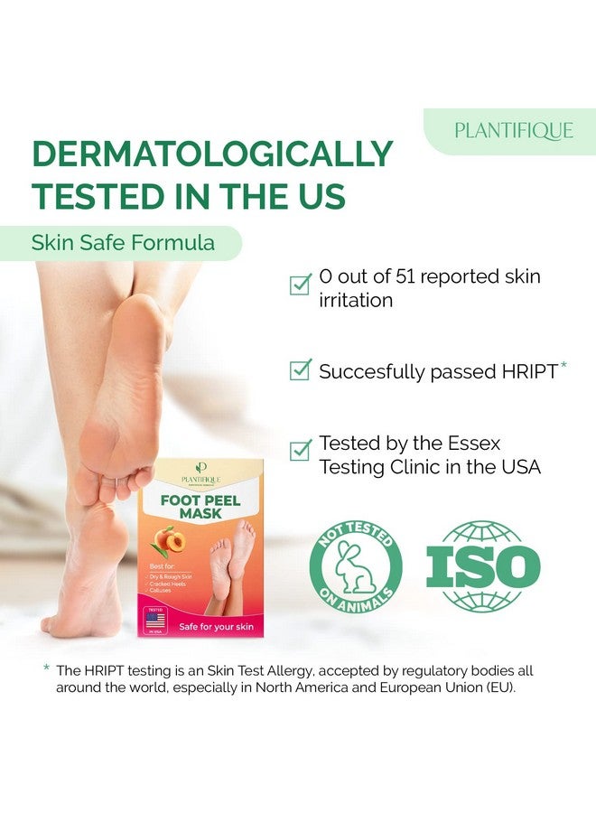 PLANTIFIQUE Foot Peeling Mask (2 Pairs) - Peeling Foot Mask Dermatologically Tested Repairs Heels & Removes Dry Dead Skin for Baby Soft Feet - Exfoliating Foot Peel Mask for Dry Cracked Feet (Peach) - Image 4