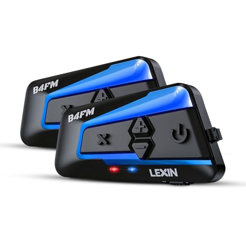 LEXIN B4FM Motorcycle Bluetooth Headset, 10 Riders Helmet Bluetooth Intercom, Universal IP67 Communication Systems with Music Sharing, Noise Cancellation, FM Radio, Fit for Snowmobile, 2 Pack - Image 1
