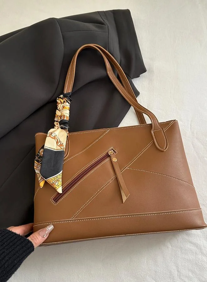 Take Two Brown Faux Leather Shoulder Bag