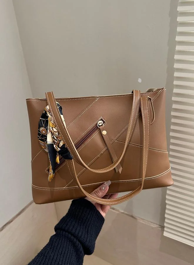 Take Two Brown Faux Leather Shoulder Bag