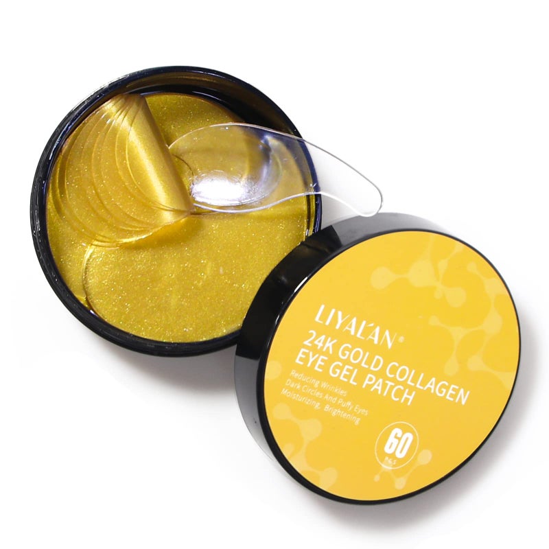 LIYALAN 24K Gold Under Eye Patches for Dark Circles and Puffiness Eye Mask Skin Care Products for Puffy Eyes Beauty for Women 60Pcs - Image 1