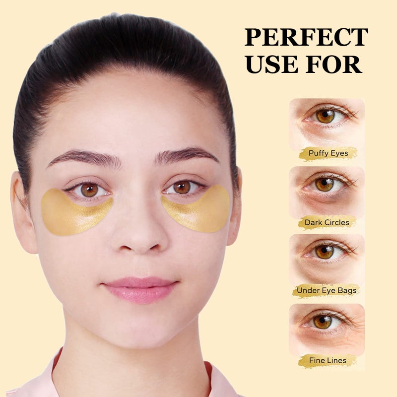LIYALAN 24K Gold Under Eye Patches for Dark Circles and Puffiness Eye Mask Skin Care Products for Puffy Eyes Beauty for Women 60Pcs - Image 4
