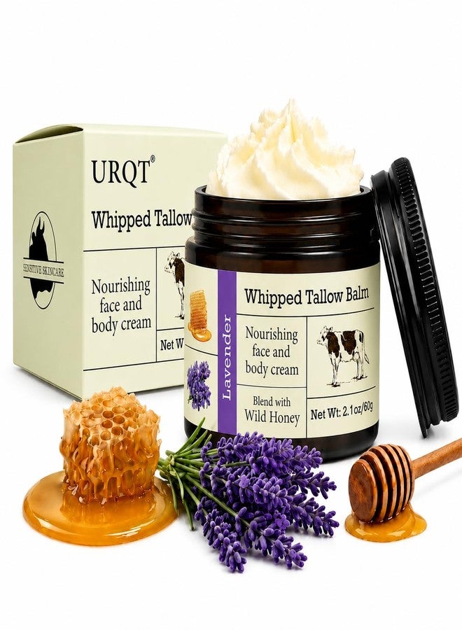 URQT Whipped Tallow Balm – Organic Grass-Fed Beef Tallow for Skin with Honey & Lavender – Deeply Moisturizing Natural Skin Care for Face & Body – Soft & Supple - Image 2
