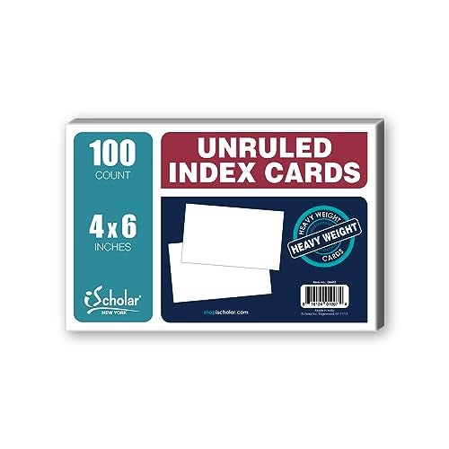 iScholar Index Cards, White, Unruled, 4 x 6 Inches, 100 Card Pack (04602) - Image 5