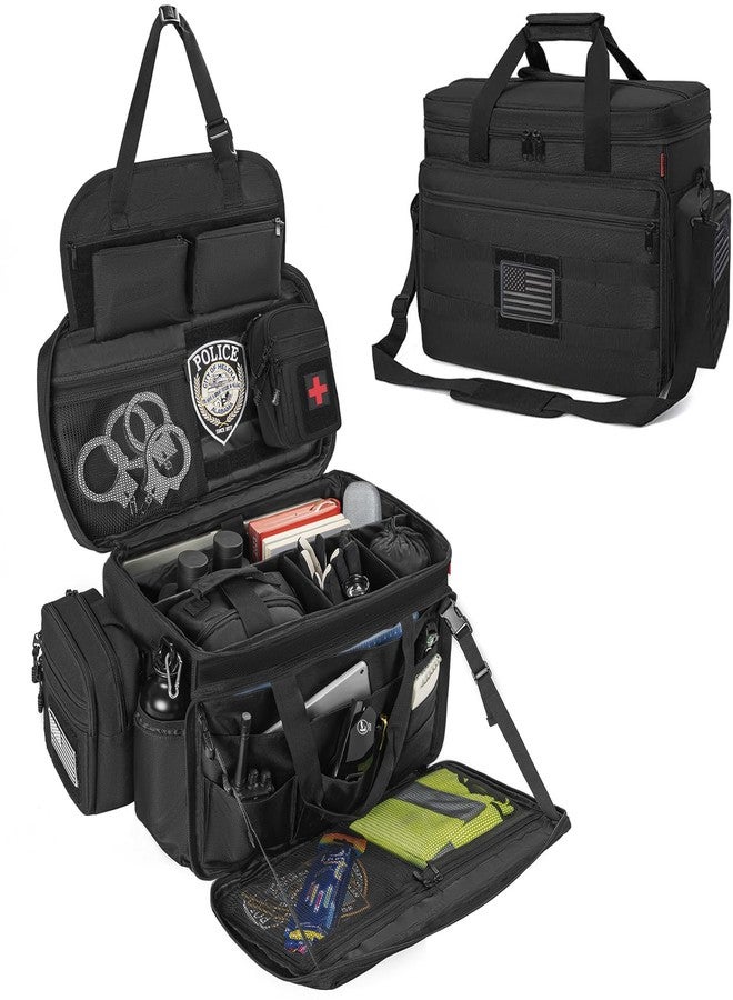 ITHWIU Patrol Bag Law Enforcement, Police Gear Bag Car Front Seat Organizer for Police with Laptop Layer and Cup Holders, MOLLE System, Fits Vehicle Passenger Seat Black - Image 1