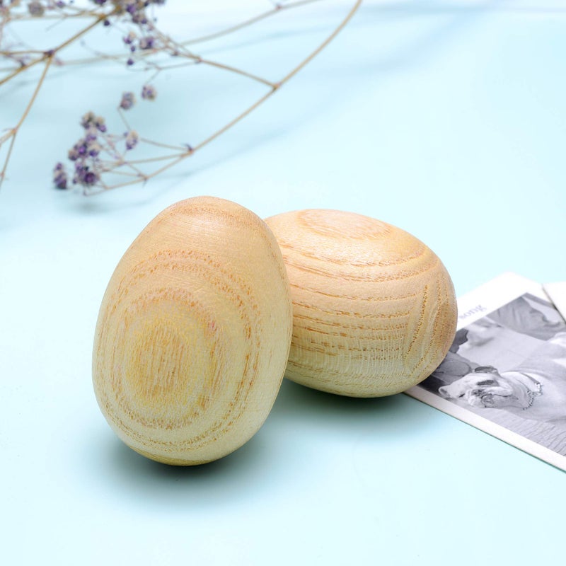 Mihey 2 Pcs Natural Wood Egg Shaker Musical Percussion Instrument - Image 4