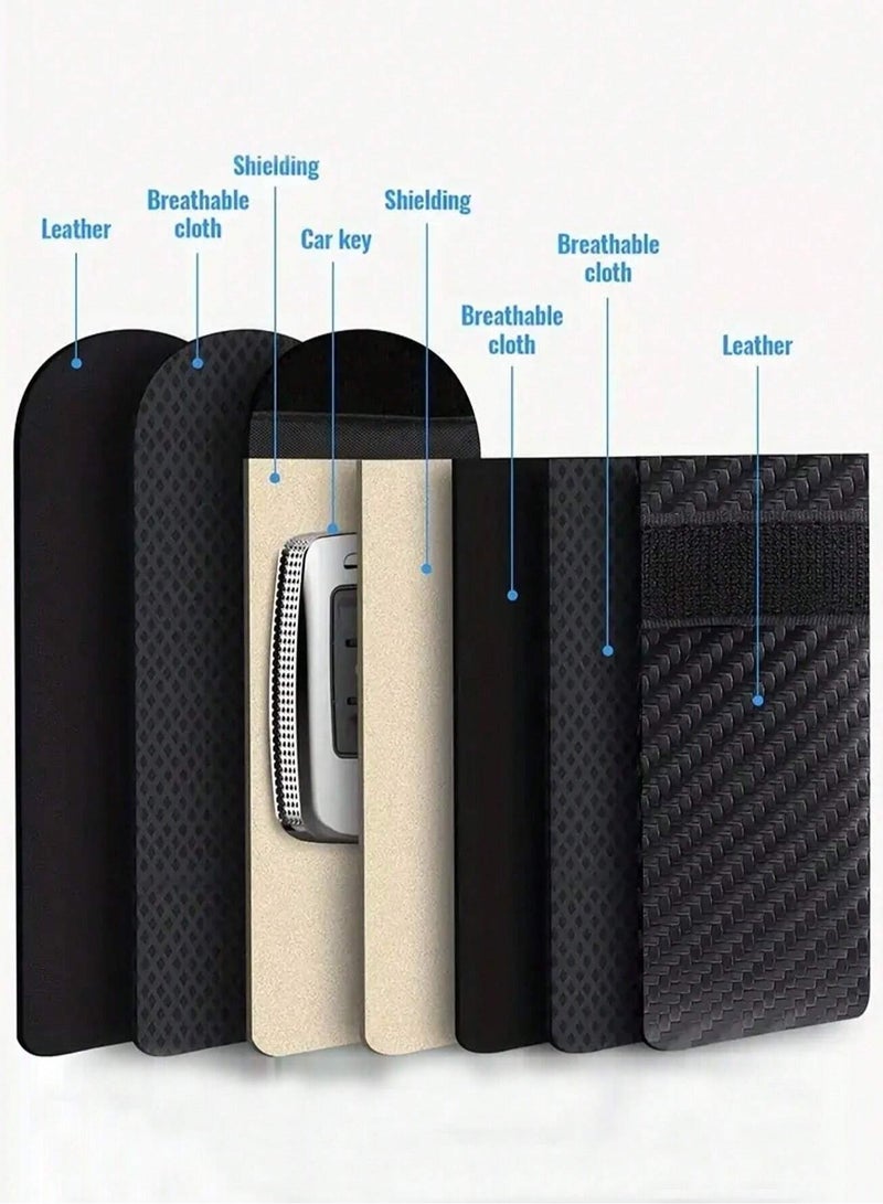 Generic 2 Pcs Carbon Fiber Car Key Ring, New RFID Anti-theft Brush Key Bag, Mobile Phone Signal Shielding Bag, Anti-magnetic Bag  - Image 4