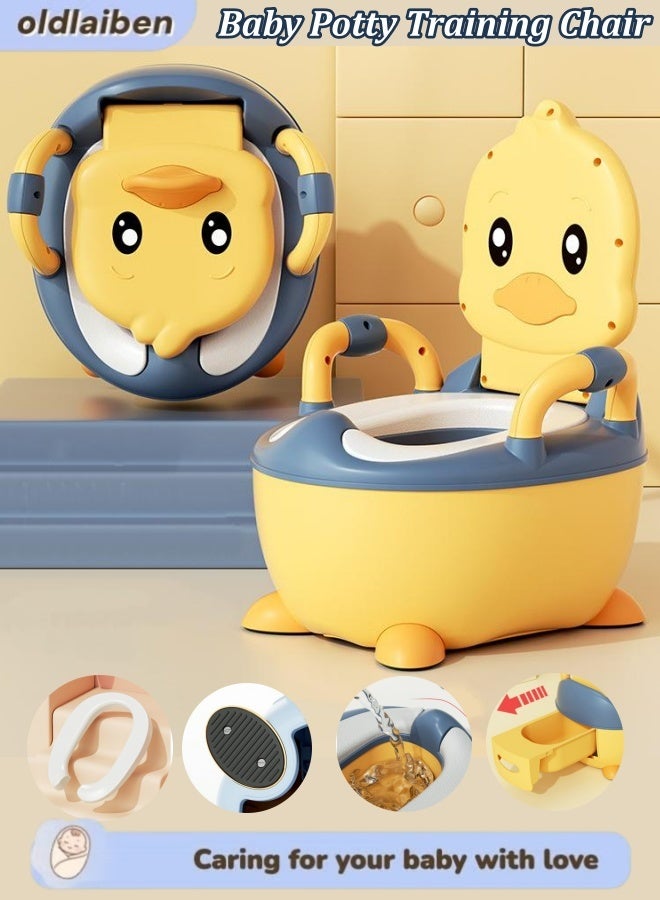 oldlaiben Baby Potty Training Chair, Baby Toilet Seat Splash-Proof Potty Training Seat Kids Travel Potty Trainer Seat Potty Training Potty System with PVC Cushion & Drawer & Handles (Yellow) - Image 1