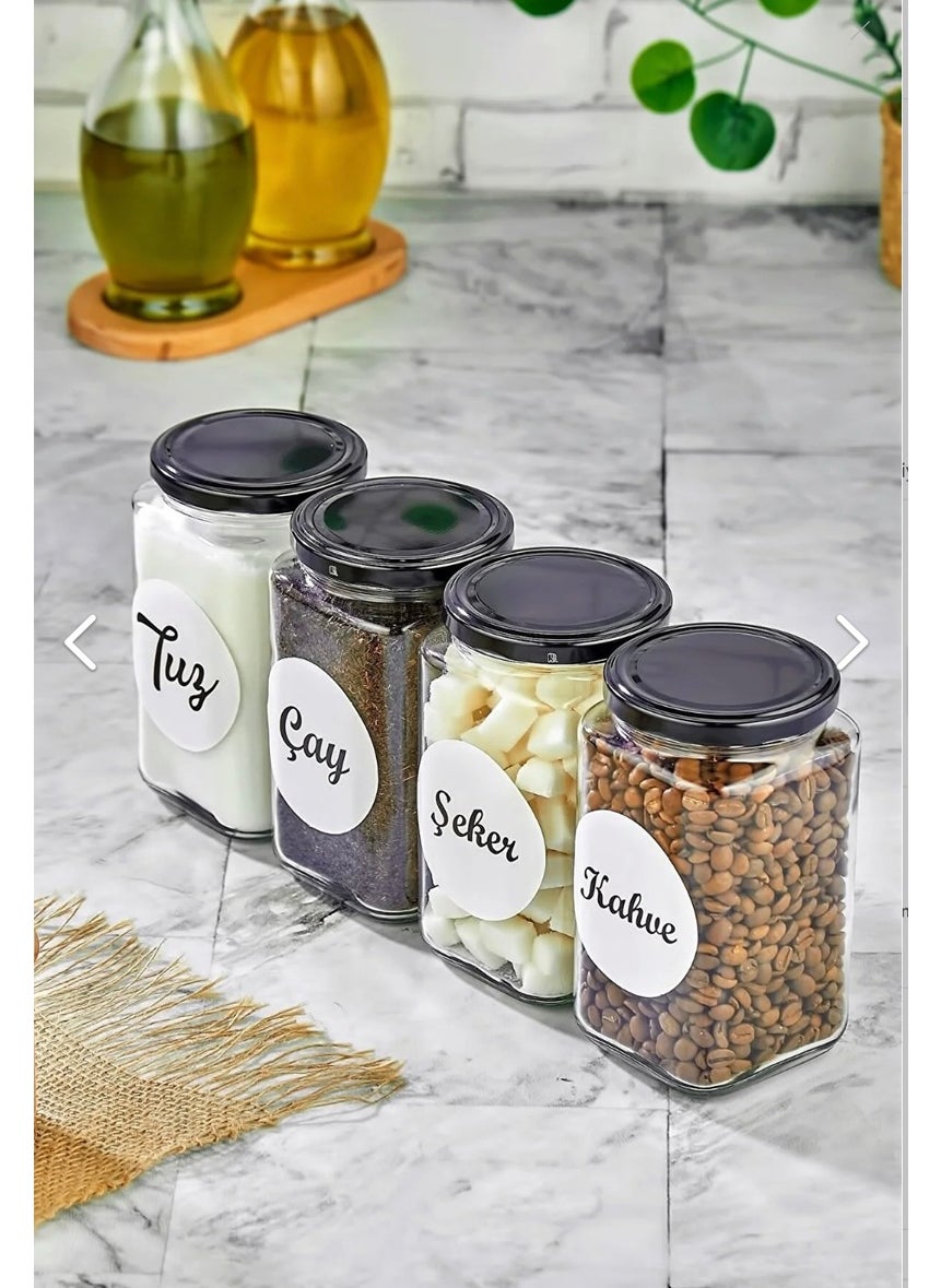 Fbz Home 4-Piece 850 ml Salt & Tea & Sugar & Coffee Jar Labeled Storage Container  - Image 1