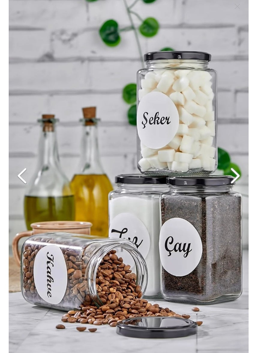 Fbz Home 4-Piece 850 ml Salt & Tea & Sugar & Coffee Jar Labeled Storage Container  - Image 2