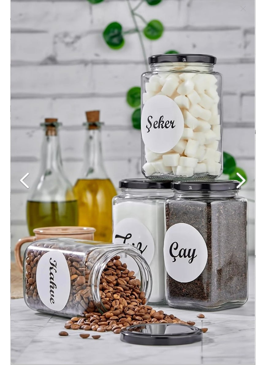 Fbz Home 4-Piece 850 ml Salt & Tea & Sugar & Coffee Jar Labeled Storage Container  - Image 3