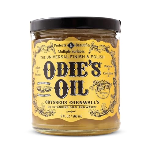 Odie's Oil • Universal Finish for Wood • Leather • Plastic • Vinyl • Metal and More • 9 Ounce Glass Jar • Food Safe and Solvent Free Non Toxic Finish - Image 1