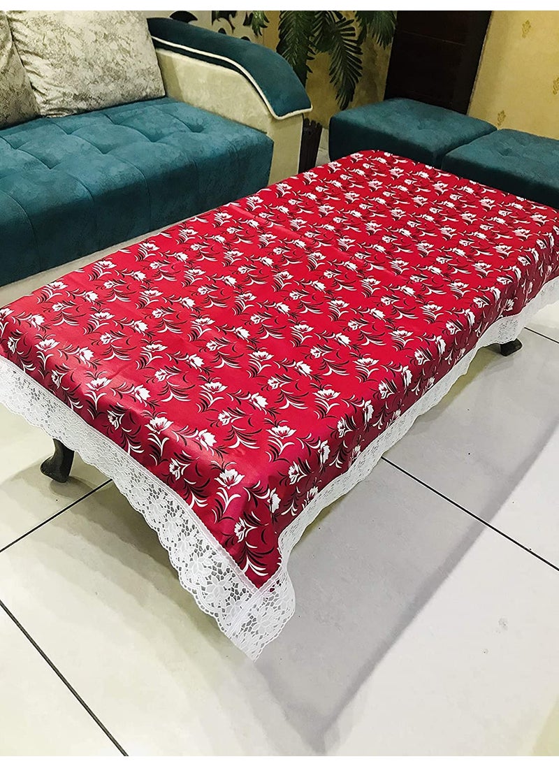 craft city CRAFT CITY Pink Color Flower Printed Center/Dining Table Cover for 2/4/6 Seater Table Cloth/Water and dust with Oil-Proof PVC Rectangular Shape (40x60 inch)  - Image 1
