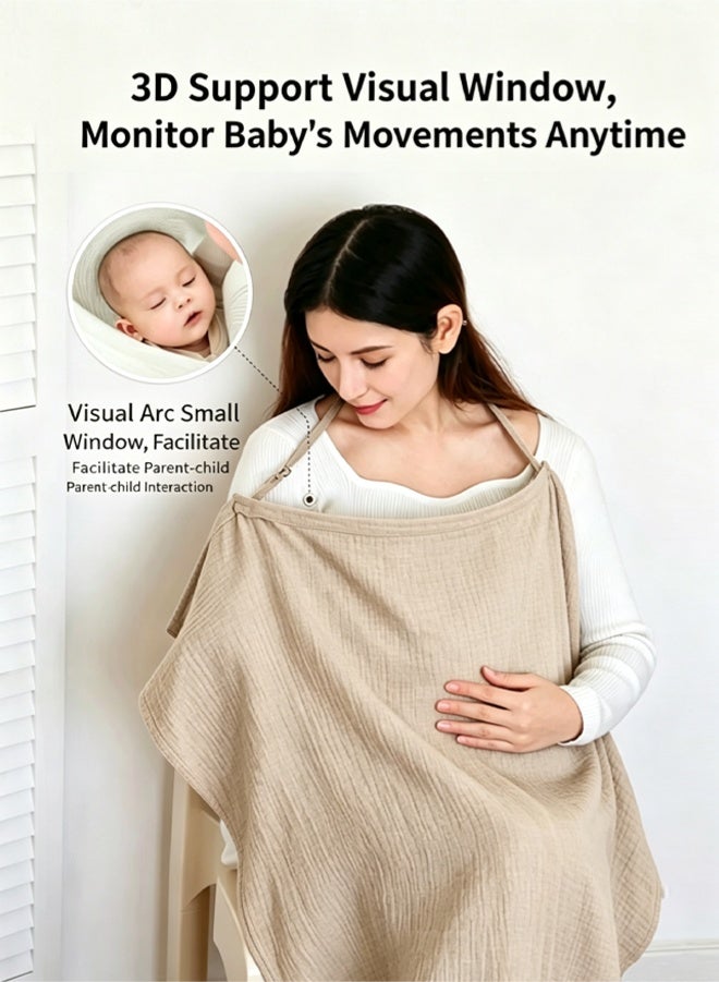 Razia 100% Cotton Nursing Cover for Baby Breastfeeding, Adjustable Neck Strap Privacy Cover for Outdoor, Breathable Breastfeeding Apron, Multi-use Soft Nursing Shawl for Mom - Image 2