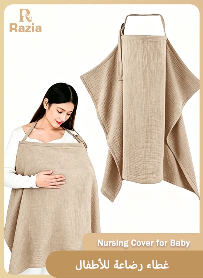 Razia 100% Cotton Nursing Cover for Baby Breastfeeding, Adjustable Neck Strap Privacy Cover for Outdoor, Breathable Breastfeeding Apron, Multi-use Soft Nursing Shawl for Mom - Image 1