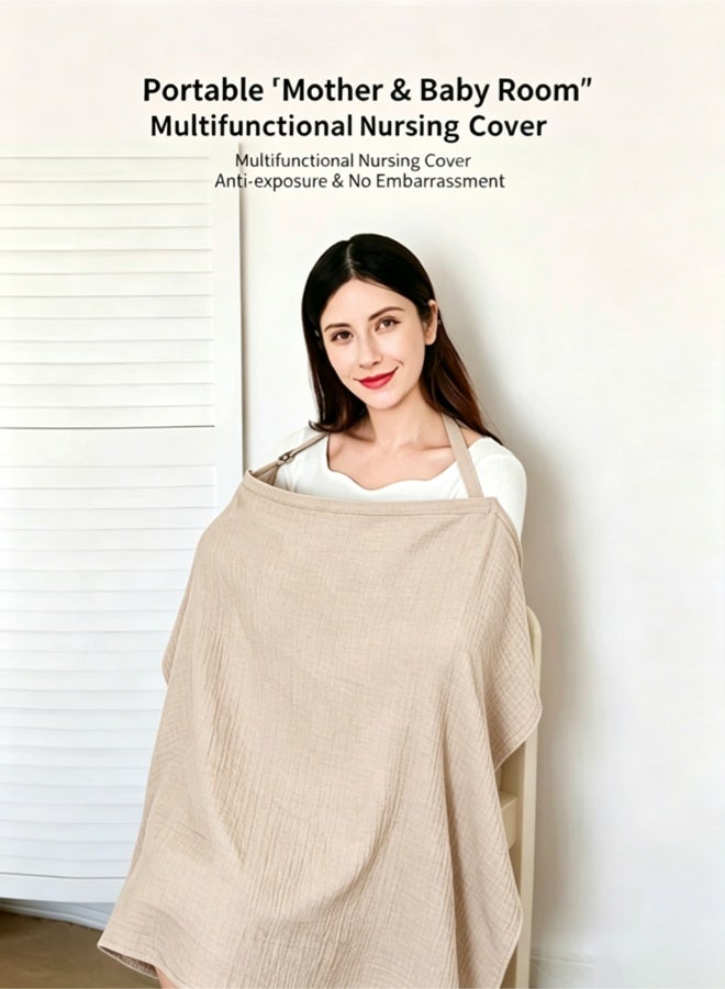 Razia 100% Cotton Nursing Cover for Baby Breastfeeding, Adjustable Neck Strap Privacy Cover for Outdoor, Breathable Breastfeeding Apron, Multi-use Soft Nursing Shawl for Mom - Image 5