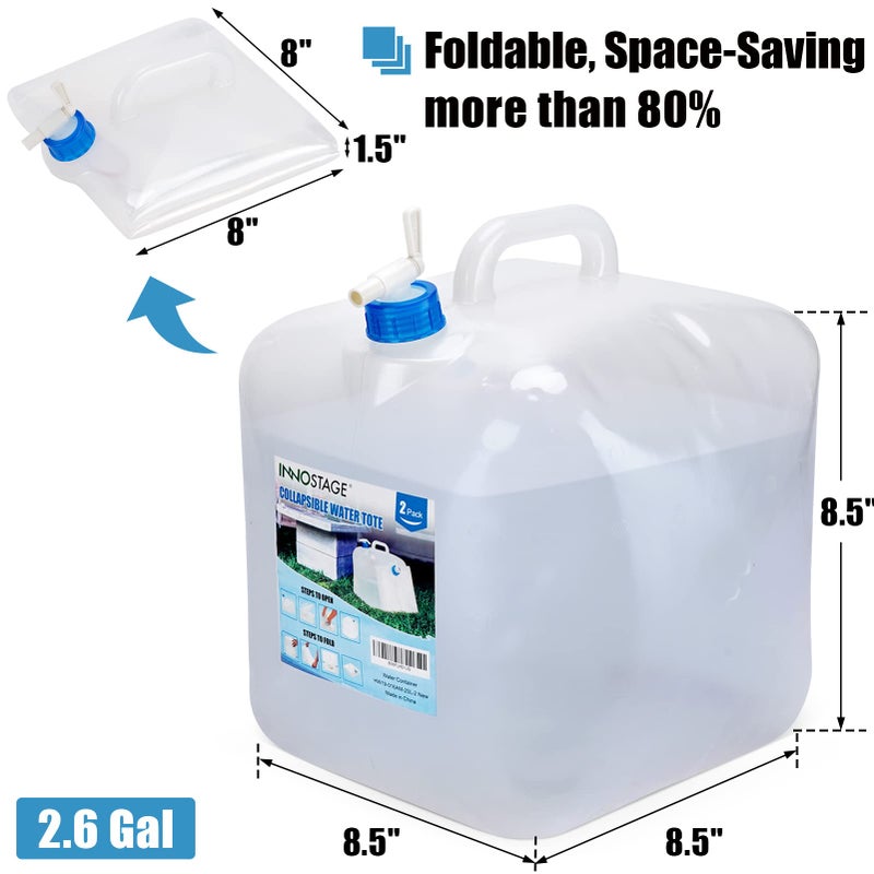 Inno Stage 2 Pack Collapsible Water Container 2.6 Gallon With Spigot  Camping Water Storage Carrier Jug For Outdoors - Image 3