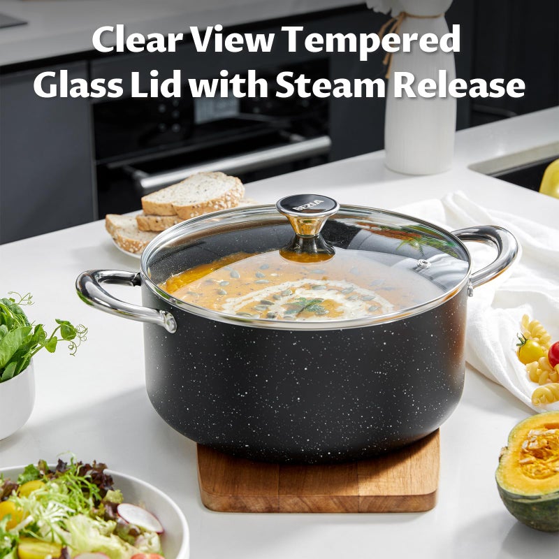 BEZIA Large 12 Quart Nonstick Stock Pot with Lid, Induction Cooking Pot Soup Pot, Non-toxic and Oven Safe, Perfect for Stews, Soups and All Stovetops, PFOA PFAS Free - Image 4