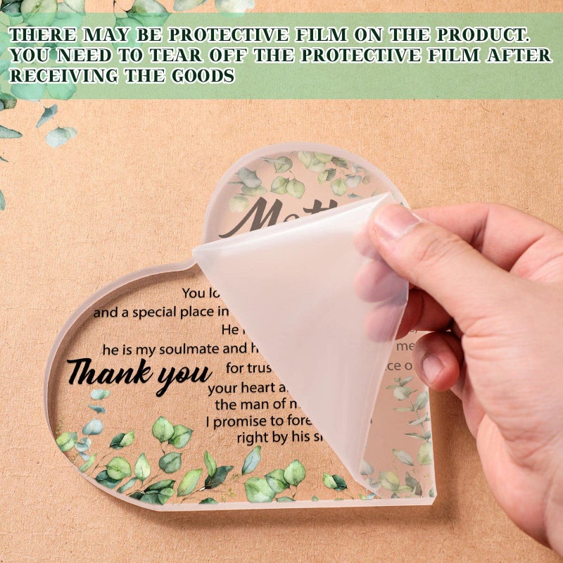 Yulejo Gift for Mother of the Groom from Bride Mother of the Groom Gifts Wedding Gifts Acrylic Square Heart Gift Thank You Gift for Mom Wedding Gifts for Mother of the Groom (Eucalyptus) - Image 4
