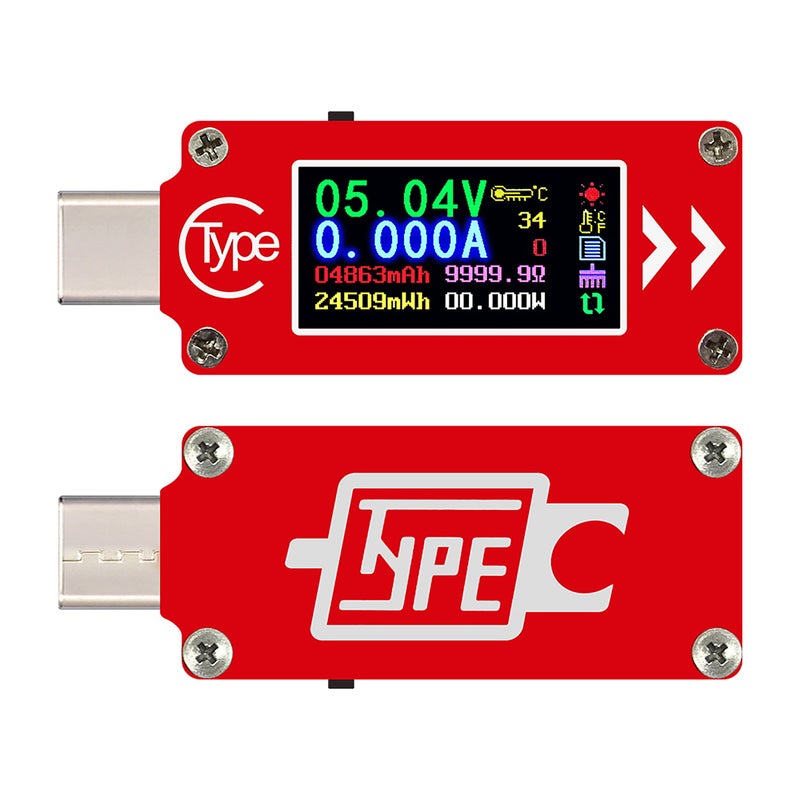 مقياس جهد وتيار USB مع شاشة LCD ملونة من النوع Type-C TC64 - مقياس متعدد الوظائف لاختبار بطارية وشاحنات الطاقة المحمولة ومدخل شحن PD واجهة USB - Image 1