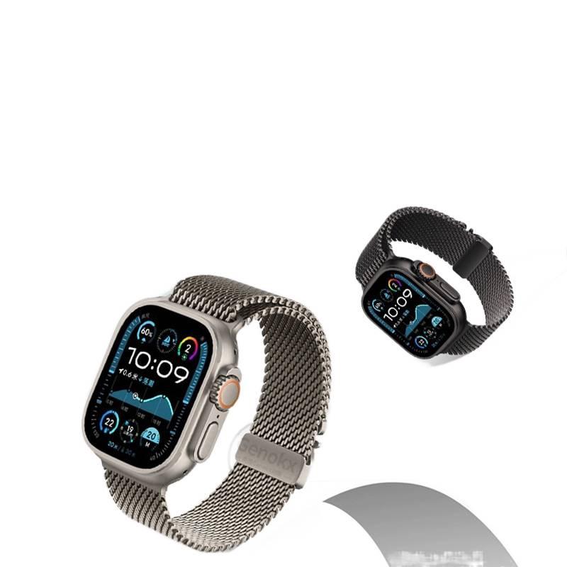 سوار ساعة ذكية سوار معدني من الستانلس ستيل متوافق باللون أسود قابل للتعديل مع Apple Watch 42/44/45/49mm بملاءمة قابلة للتعديل وحزام بديل بتصميم معدني أنيق - Image 4