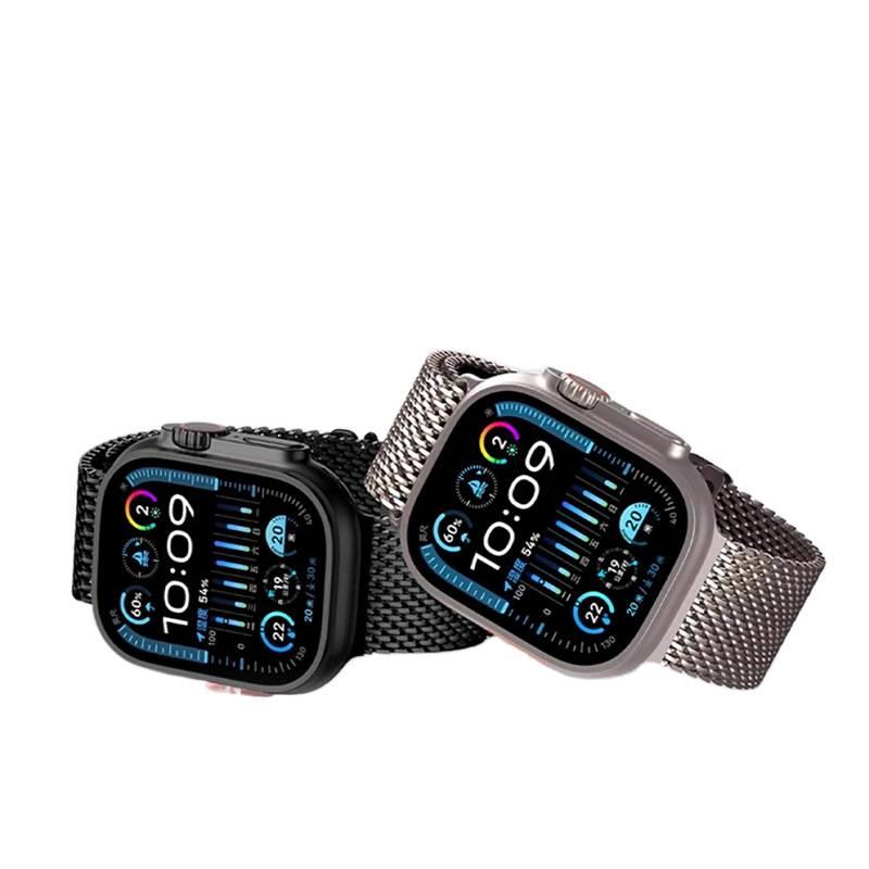 سوار ساعة ذكية سوار معدني من الستانلس ستيل متوافق باللون أسود قابل للتعديل مع Apple Watch 42/44/45/49mm بملاءمة قابلة للتعديل وحزام بديل بتصميم معدني أنيق - Image 2