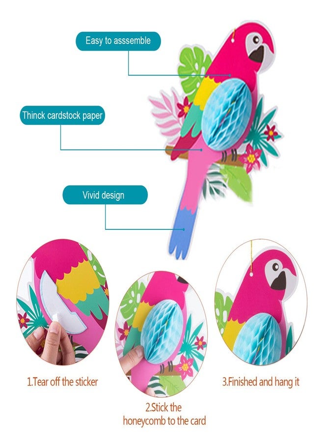 Vankcp 12 Pieces Parrot Honeycomb Hanging Decorations, Jungle Party Decorations Hawaiian Summer Beach Birthday Tropical Birds Party Paper Cutouts for Home Classroom Supplies - Image 4