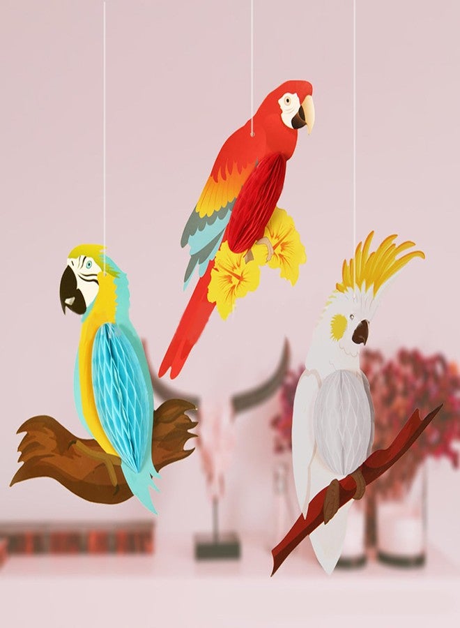 Vankcp 12 Pieces Parrot Honeycomb Hanging Decorations, Jungle Party Decorations Hawaiian Summer Beach Birthday Tropical Birds Party Paper Cutouts for Home Classroom Supplies - Image 2