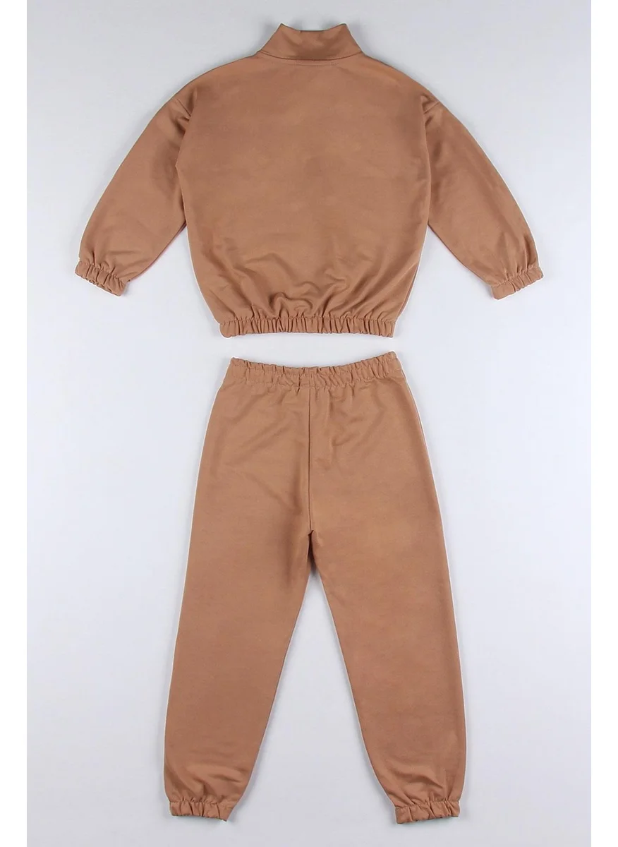 زيبكيدز Girls Zippered Elastic Waist Tracksuit Set