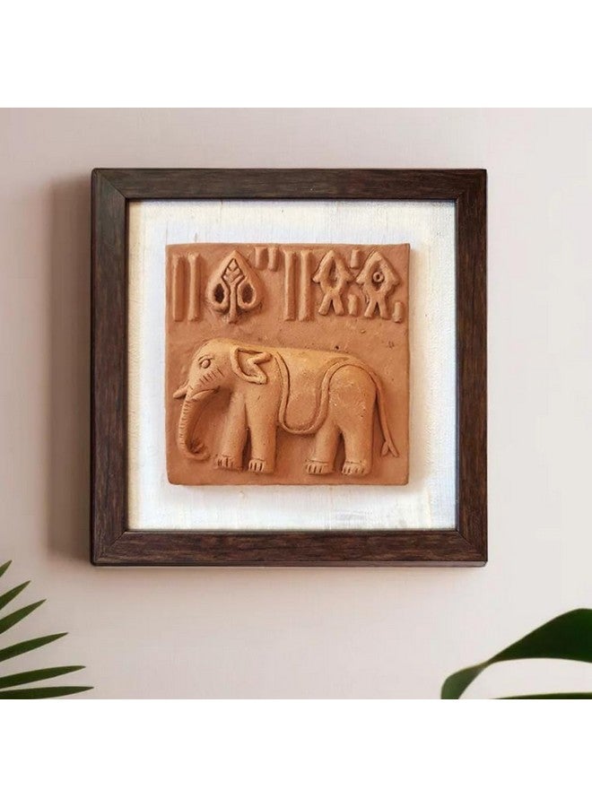 Peepul Tree Handcrafted Authentic Terracotta Harappan Elephant Clay Seal Replica | Crafted by Rajasthan Artisans | A Piece of Indus Valley History | Handmade Tile for Home Décor | 8" x 8" - Image 3