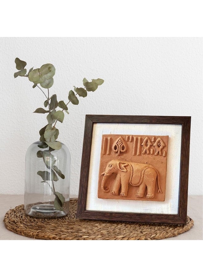 Peepul Tree Handcrafted Authentic Terracotta Harappan Elephant Clay Seal Replica | Crafted by Rajasthan Artisans | A Piece of Indus Valley History | Handmade Tile for Home Décor | 8" x 8" - Image 4