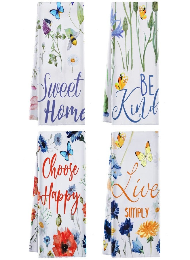 Chengu 4 Pack Christmas Wildflower Kitchen Towels, Absorbent Dish Towels for Kitchen, Reusable Tea Hand Cleaning Dishcloth Decorative for Home Housewarming Gifts - Image 1