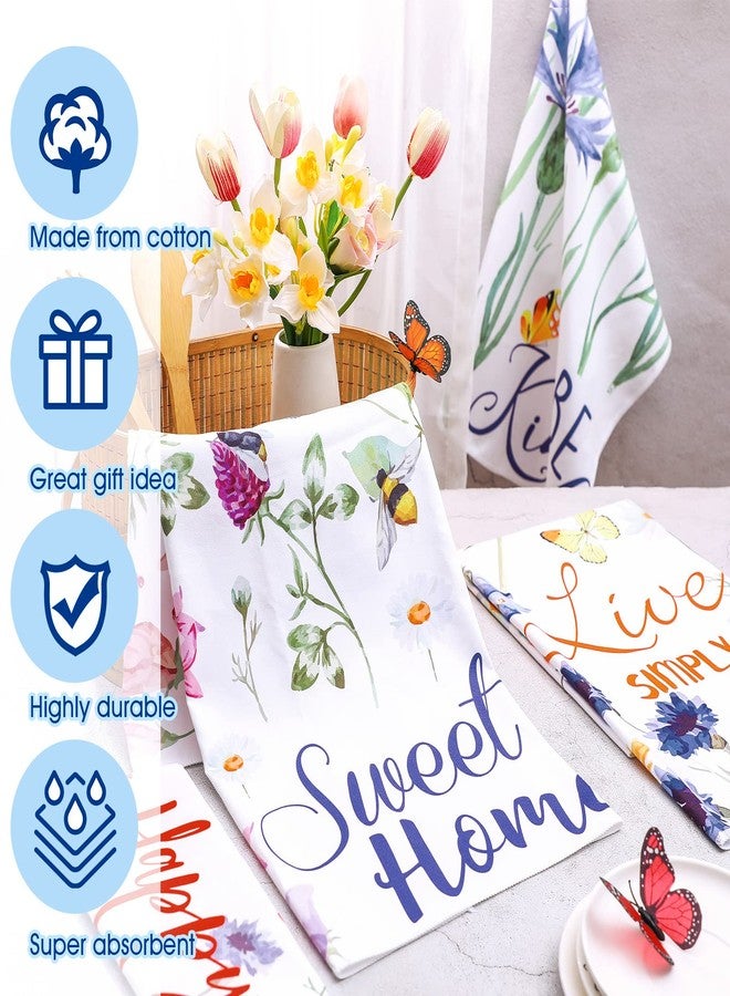 Chengu 4 Pack Christmas Wildflower Kitchen Towels, Absorbent Dish Towels for Kitchen, Reusable Tea Hand Cleaning Dishcloth Decorative for Home Housewarming Gifts - Image 4