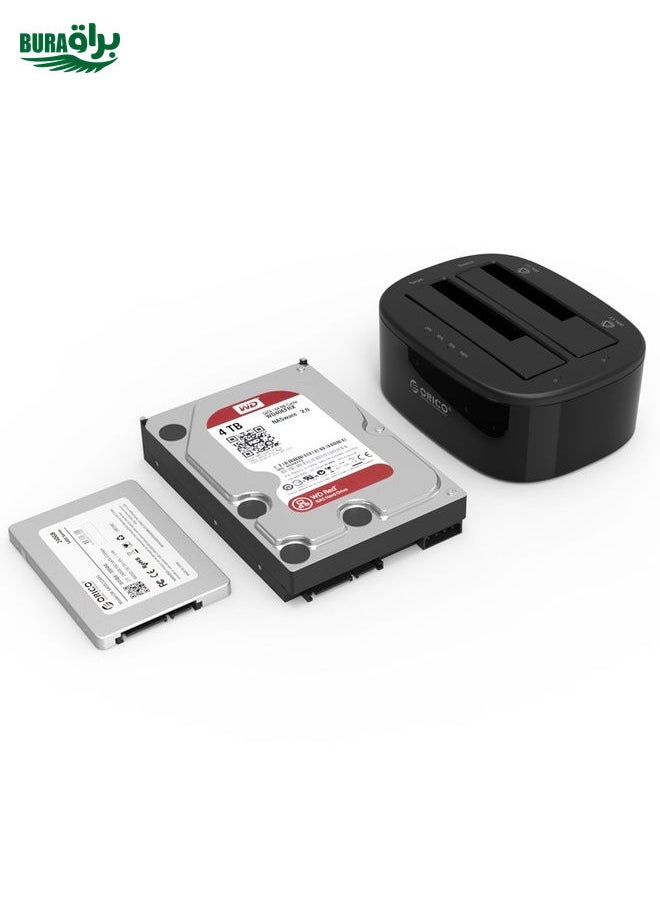 BURAQ ORICO 6228US3-C 1 to 1 Clone 2 Bay USB 3.0 Type-B to SATA External Storage Hard Drive Dock for 2.5 inch / 3.5 inch SATA HDD / SSD (EU Plug)  - Image 5
