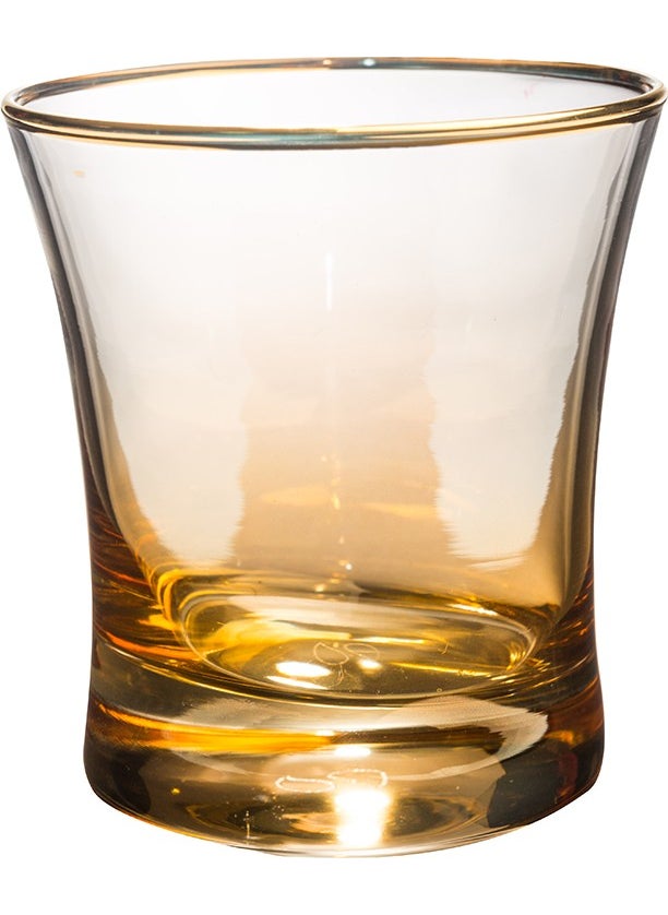 Royal Home - Roya Home Soprano Yellow Cut Hand Decorated Gilded 6 Piece Patterned Water Glass Set - Image 1