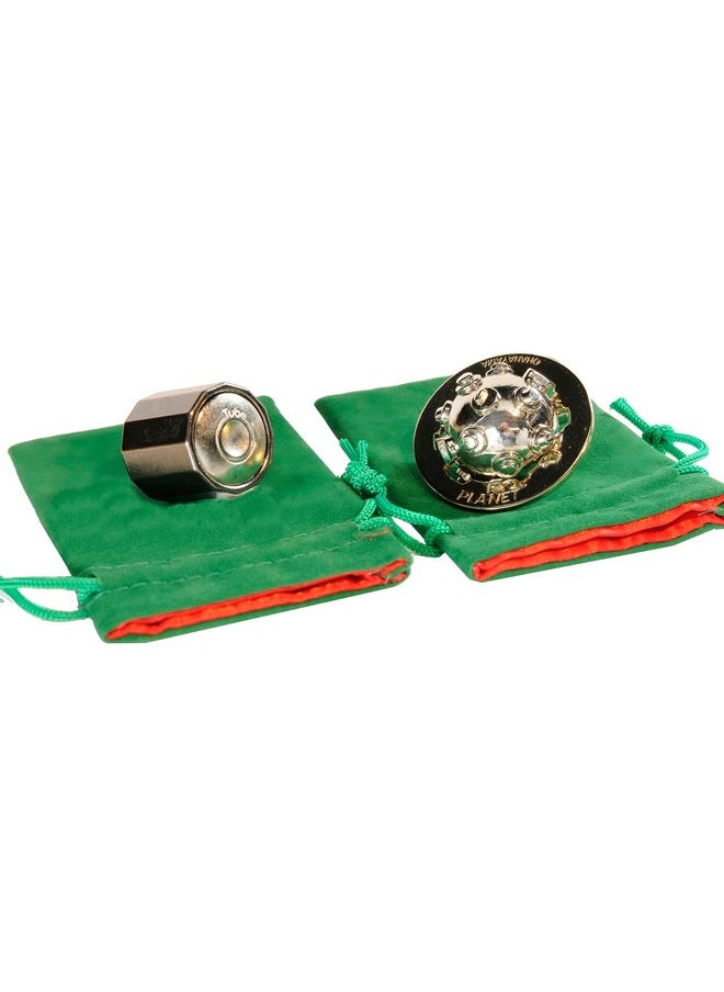 Deluxe Games and Puzzles Tube & Planet Hanayama Puzzles With Green Velvet/Red Satin Drawstring Pouches New In 2022 & 2023 Bundled Items  - Image 3