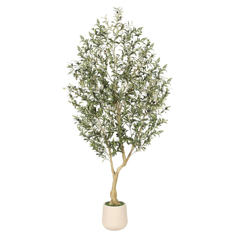 Realead 7ft Artificial Olive Tree with Tall Exquisite Planter - Realistic Fake Olive Tree with Thick Trunk and Lifelike Fruits - Large Faux Olive Tree for Home Office Decor - Image 1