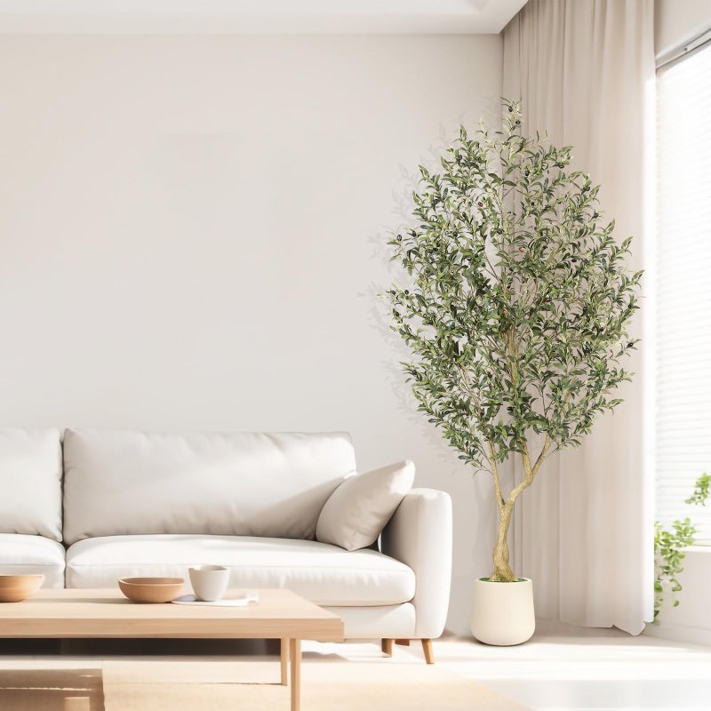 Realead 7ft Artificial Olive Tree with Tall Exquisite Planter - Realistic Fake Olive Tree with Thick Trunk and Lifelike Fruits - Large Faux Olive Tree for Home Office Decor - Image 2