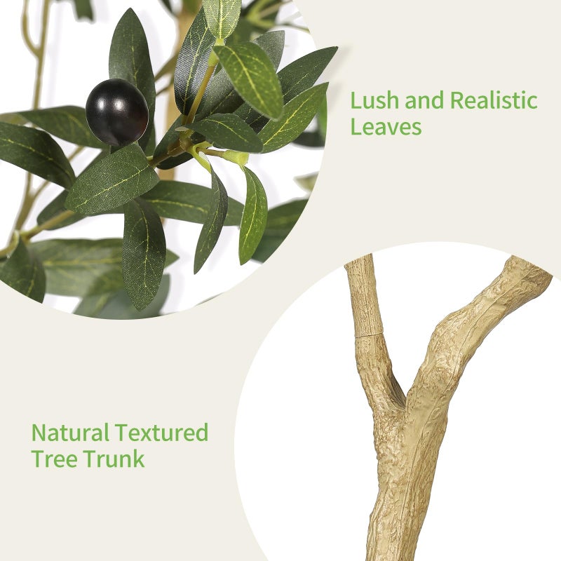Realead 7ft Artificial Olive Tree with Tall Exquisite Planter - Realistic Fake Olive Tree with Thick Trunk and Lifelike Fruits - Large Faux Olive Tree for Home Office Decor - Image 4